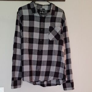 Men's Black and Gray Checkered Shirt
